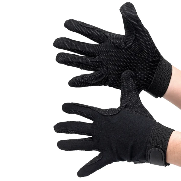Hy Equestrian Cotton Pimple Palm Gloves - Black