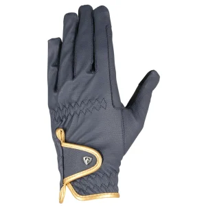 Hy Equestrian Cottenham Elite Riding Gloves - Navy/Gold