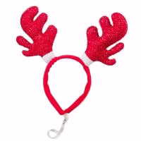House Of Paws Red Sparkle Antlers Headband