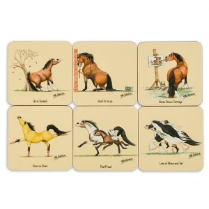 Alex Underdown Horse and Pony Drinks Coasters x 6