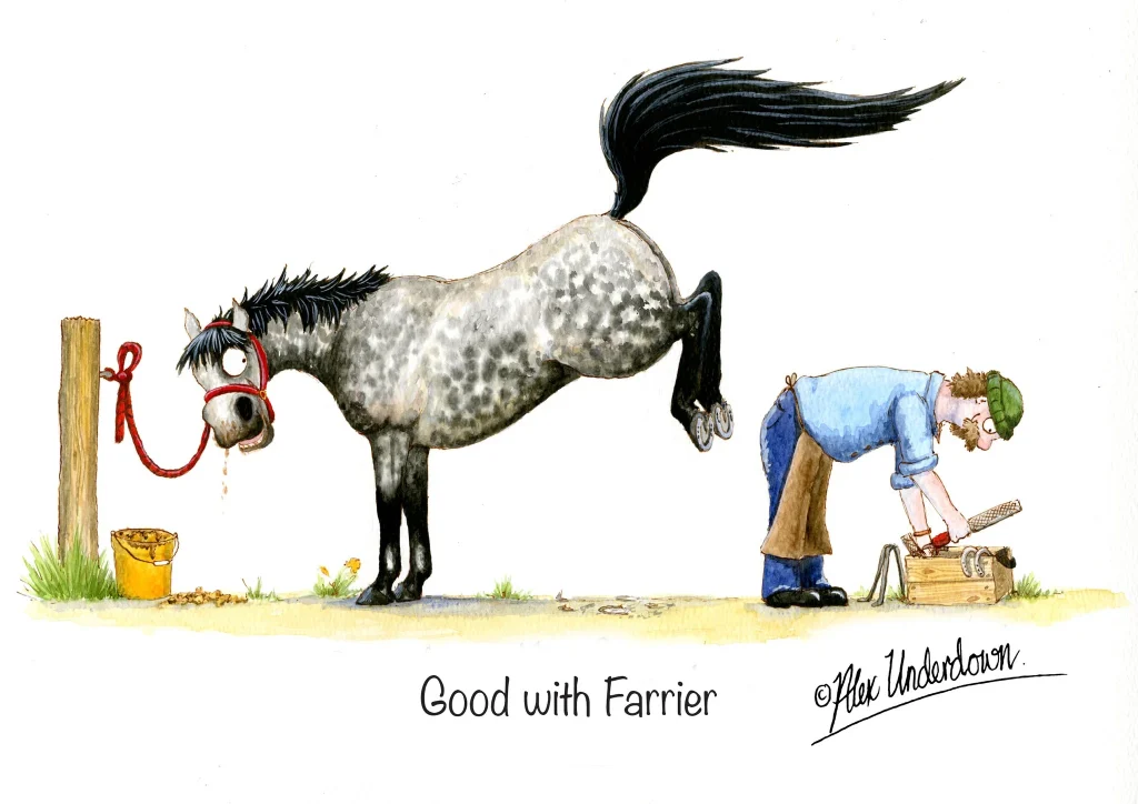 Alex Underdown Greetings Card - Good With The Farrier