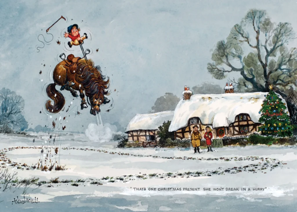 Thelwell Cartoon Christmas Card - Christmas Present