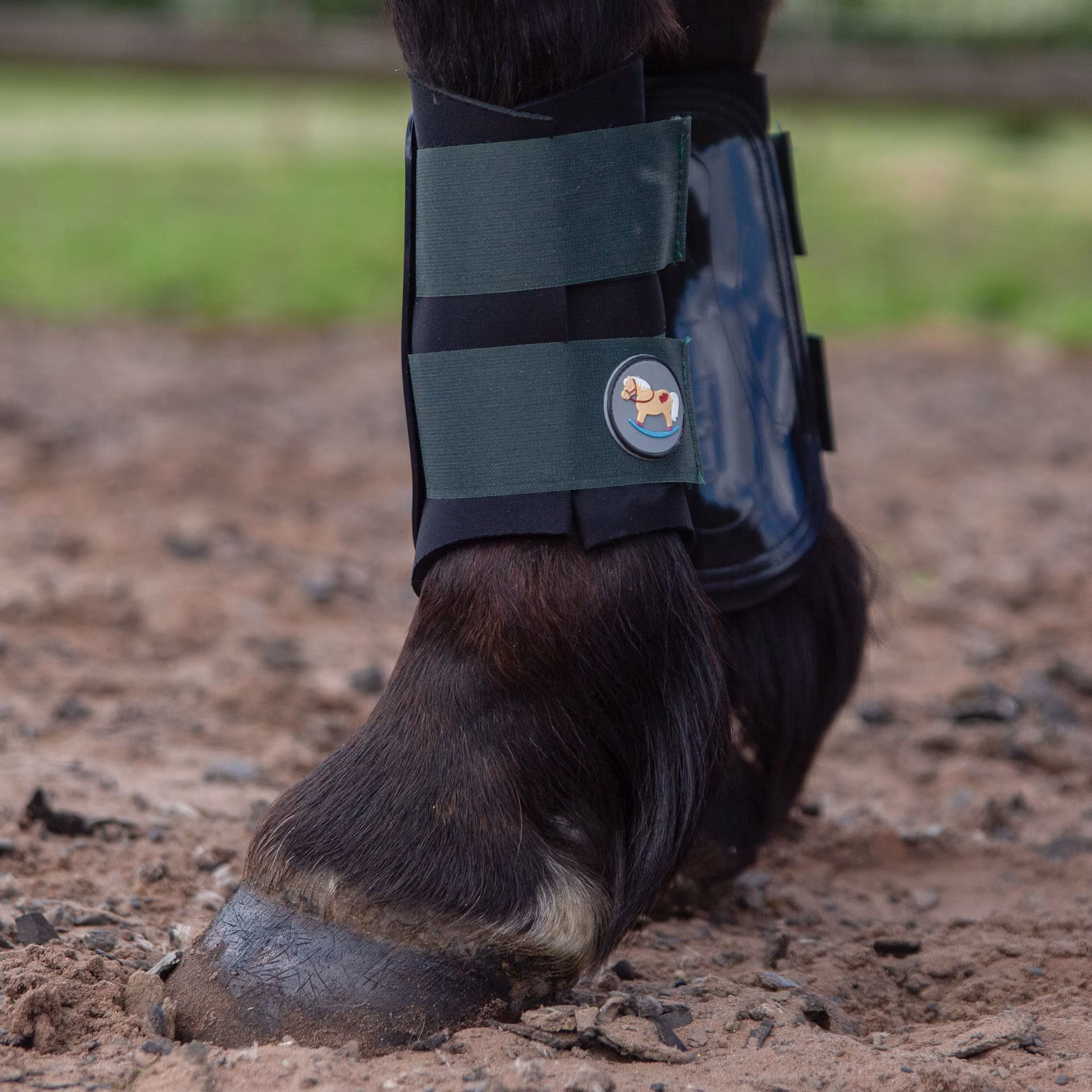 Gallop PONIE GP Brushing Boots - Black/Green - Image 3