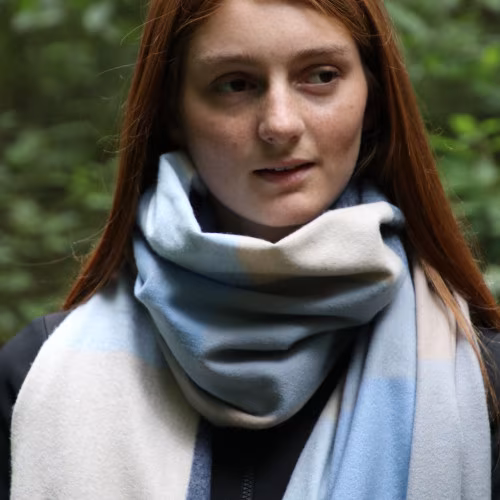 Hy Equestrian Cumbria Soft Touch Scarf - Navy/Beige/Lightblue - Image 2