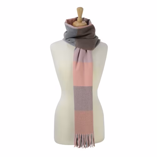 Hy Equestrian Cumbria Soft Touch Scarf - Blushpink/Darkgrey/Brown