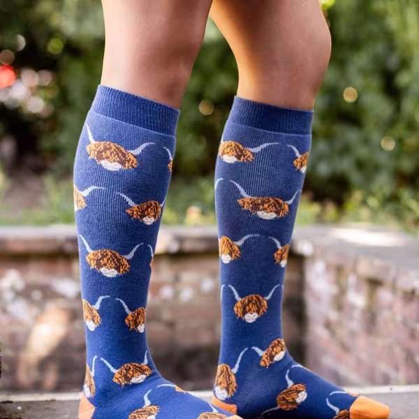 Bartleby Funky Welly Socks  - Highland Cow