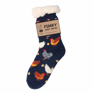 Bartleby Funky Sherpa Ladies Socks  - Colourful Chickens