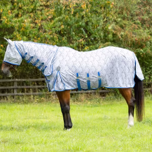 DefenceX Shield Guardian UV Combi Fly Rug & Mask - White/Blue