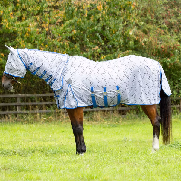 DefenceX Shield Guardian UV Combi Fly Rug & Mask - White/Blue