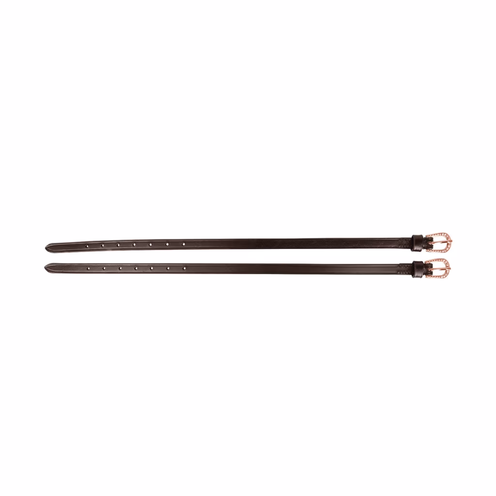 Hy Equestrian Diamante Spur Straps - Brown/Rose Gold