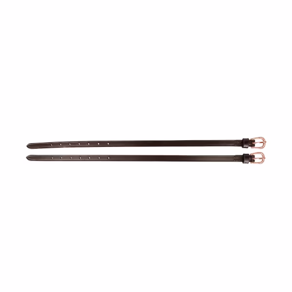 Hy Equestrian Diamante Spur Straps - Brown/Rose Gold