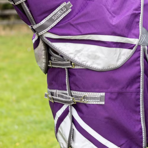 DefenceX Shield 100g Turnout Rug with Detachable Neck - Purple - Image 6