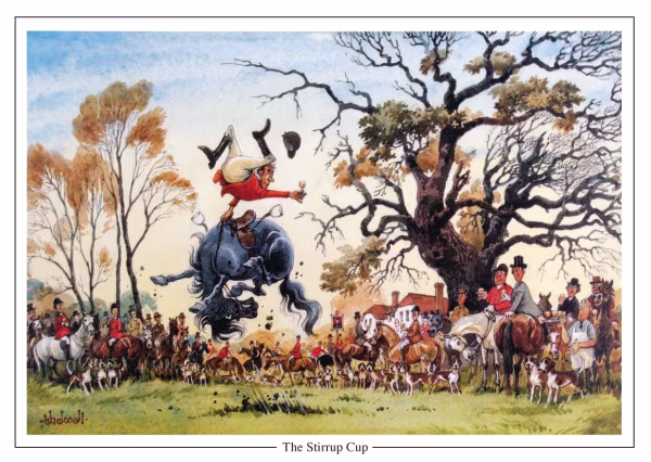 Thelwell Cartoon Greeting Card - The Stirrup Cup