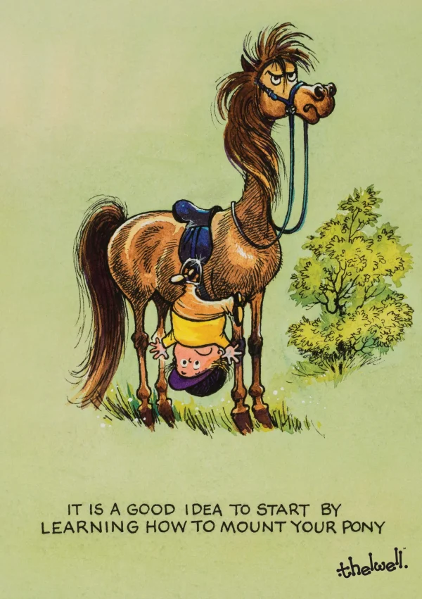 Thelwell Cartoon Greeting Card - Learning To Ride