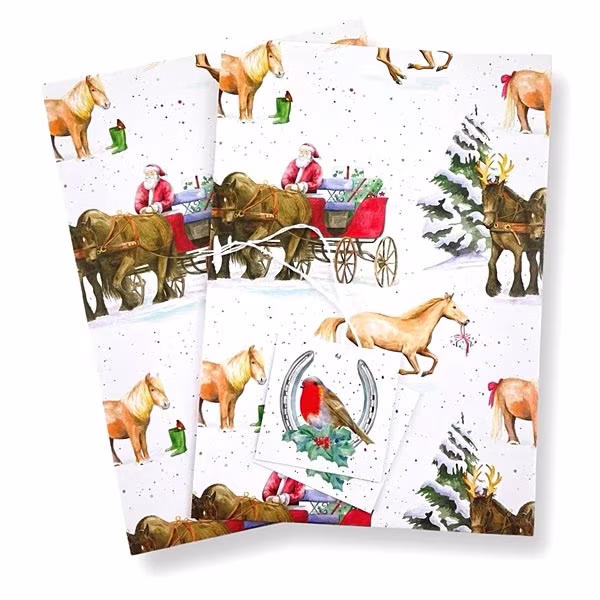 Chrismas Horse and Carriage Wrapping Paper