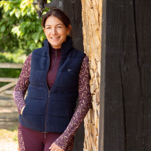 Hy Equestrian Elevate Heritage Teddy Fleece Gilet - Navy