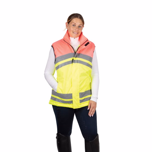 Reflector Two Tone Gilet by Hy Equestrian - Pink/Yellow