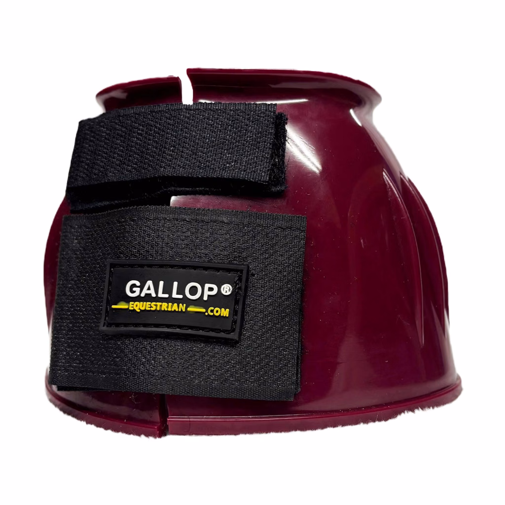 Gallop Double Taped PVC Ribbed Over Reach Boots - Burgundy